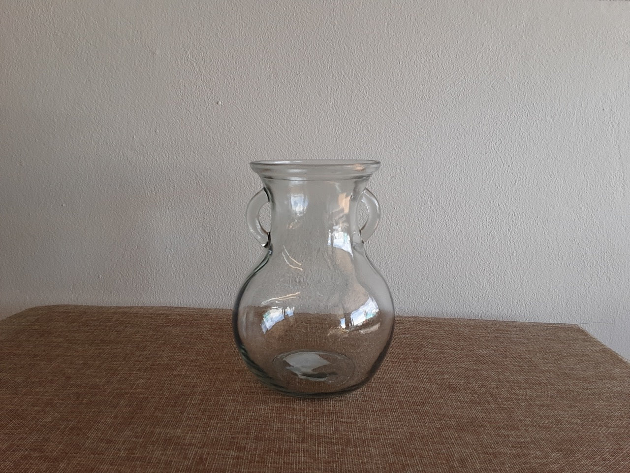 Clear Ginger Lily Glass Vase w/ Handles