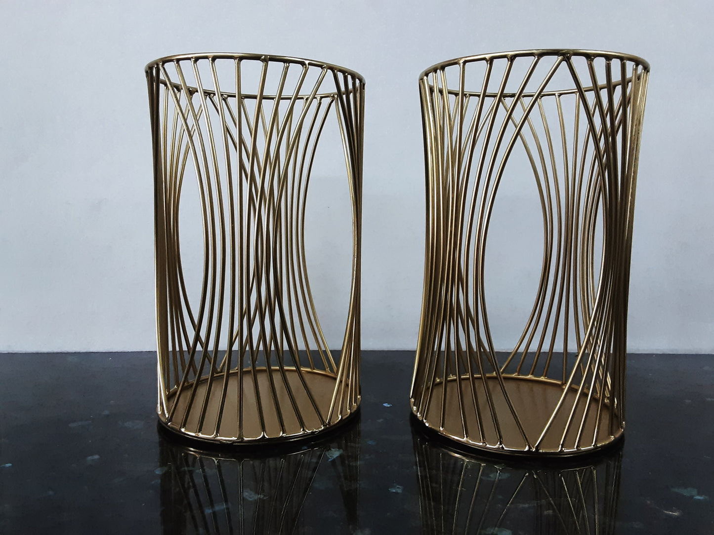 Gold Metal Pillar Candle Holder