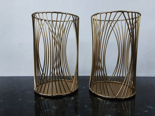 Gold Metal Pillar Candle Holder