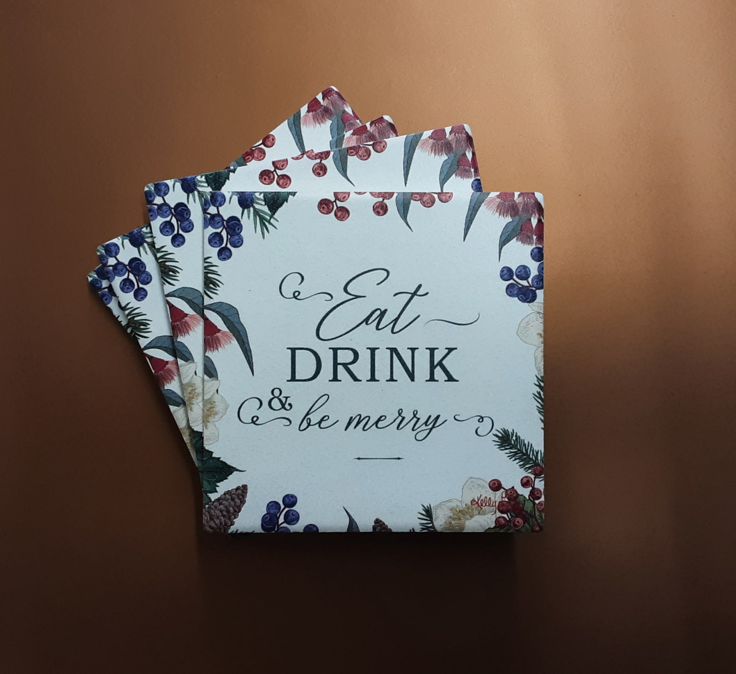 Kelly Lane Ceramic Christmas coasters 4pc